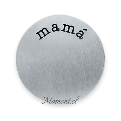 Disco con mensaje: mamá. Plateado