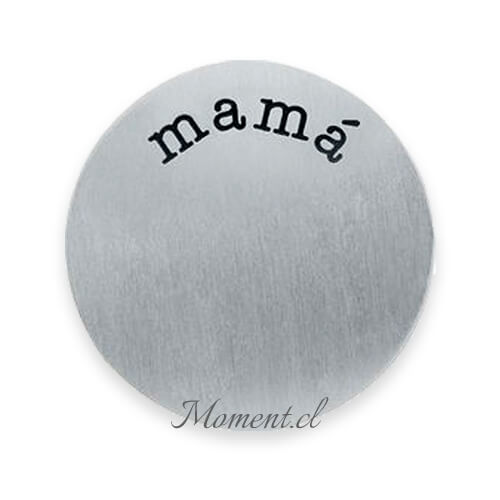 Disco con mensaje: mamá. Plateado