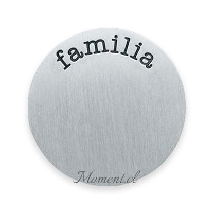 Disco con mensaje: familia. Plateado
