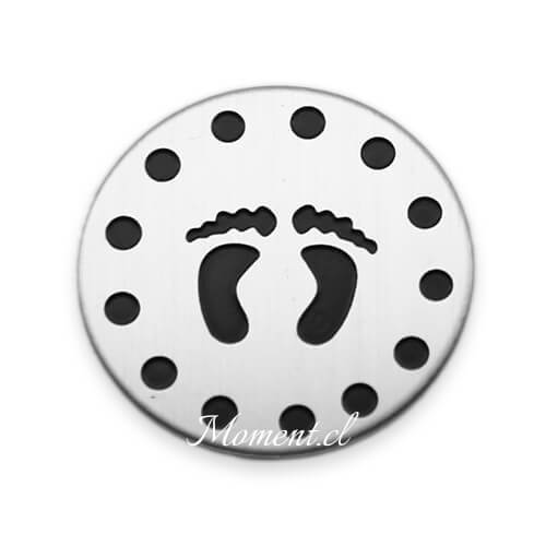 Disco con dibujo_patitas. Plateado