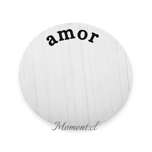 Disco con mensaje: amor. Plateado