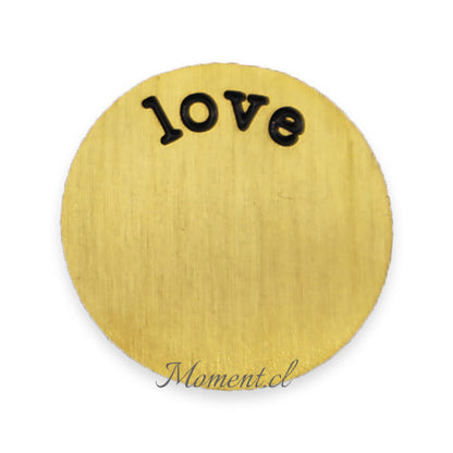 Disco con mensaje_love. Dorado