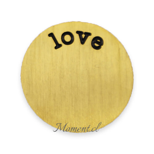 Disco con mensaje_love. Dorado