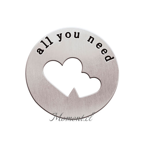 Disco con diseño: all you need is love. Plateado