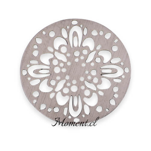 Disco con diseño_flor1. Plateado