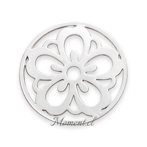 Disco con diseño_flor2. Plateado