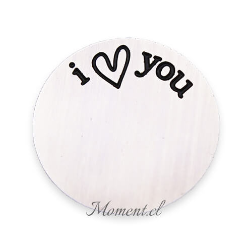 Disco con mensaje: I love you. Plateado