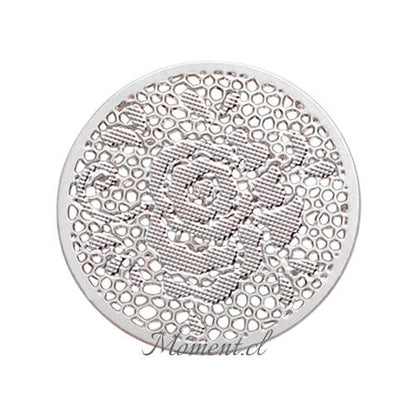 Disco diseño filigrano. Rosa. Plateado