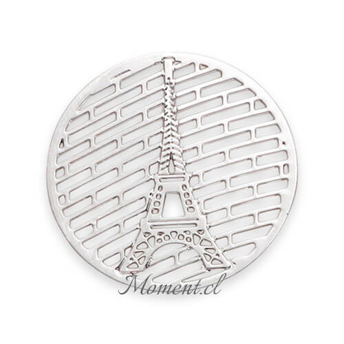 Disco diseño filigrano Torre Eiffel. Plateado