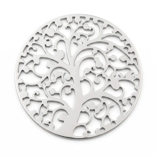 Disco diseño filigrano Arbol. Plateado