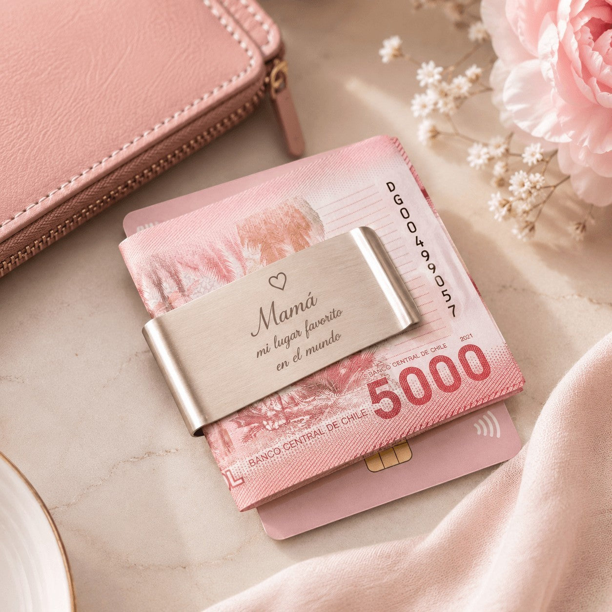 Sujetador de billetes Moment de acero inoxidable personalizado con grabado para regalo elegante